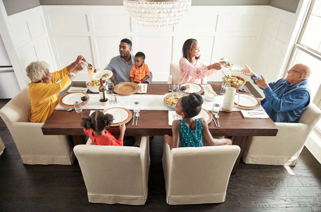 Family having breakfast at the dining table | Tom January Floors